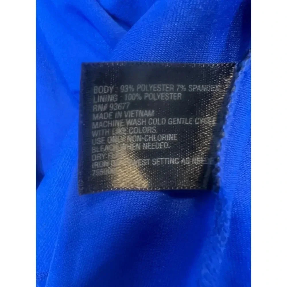 Worthington pencil midi dress slinky royal blue ruched sleeveless size 4 MED - Picture 5 of 6